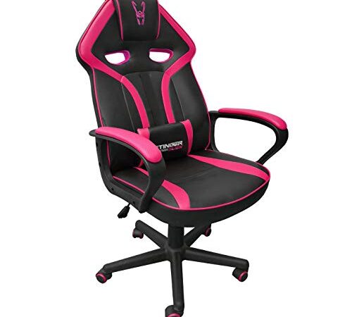 Woxter Stinger Station Alien V2.0 Pink - Silla Gaming (Eje de Acero, Levantamiento (Gas Pistón Clase 4), Ergonómica, Reposabrazos Acolchados, Altura Ajustable, Ruedas antiarañazos y Cojín Lumbar)