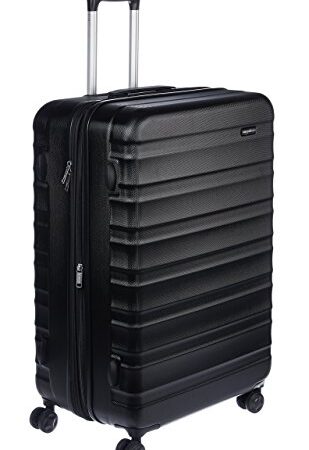 Amazon Basics - Maleta de viaje rígidaa giratoria - 78 cm, grande, Negro