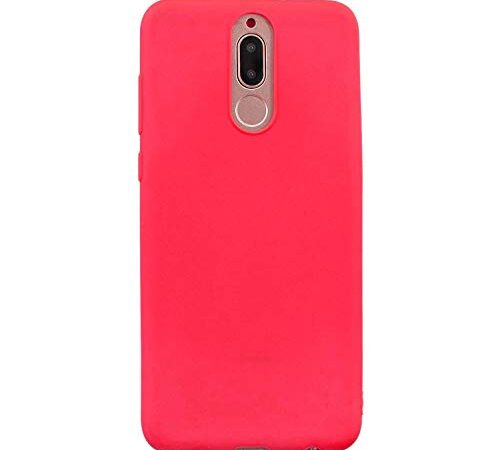 cuzz Funda para Huawei Mate 10 Lite+(Protector de Pantalla de Vidrio Templado) Carcasa Silicona Suave Gel Rasguño y Resistente Teléfono Móvil Cover-Rojo