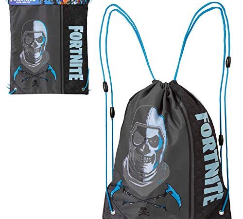 Fortnite Mochila de Cuerdas para Niños, Bolsas de Tela con Cordón para El Colegio Deportes Playa, Mochila para Gimnasio (Skull Trooper)