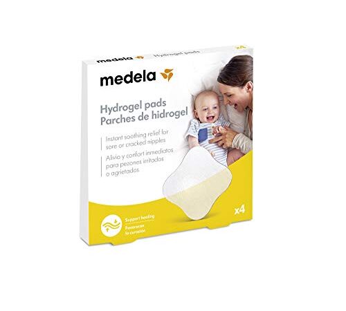 Medela Parches de hidrogel - Alivio y enfriamiento instantáneo para pezones doloridos, reutilizables, paquete de 4 almohadillas estériles envueltas individualmente