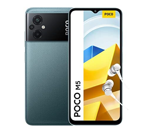 POCO M5 - Smartphone de 4+64GB, Pantalla de 6.58” 90Hz FHD+ DotDrop, MediaTek Helio G99, Triple cámara de 50MP con IA, 5000mAh, NFC, Verde (Versión ES + 3 años de garantía)