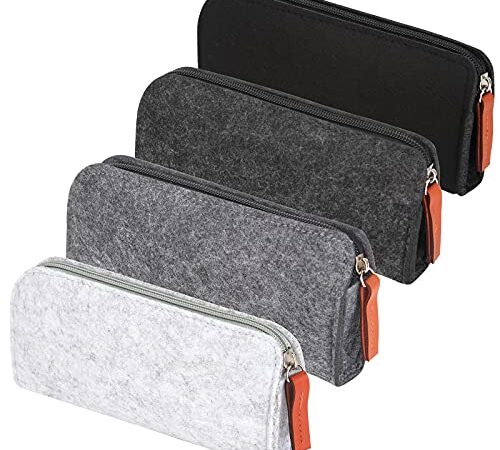 Ruicaifu 4pcs Estuches Escolares,Bolsa de Lápiz con Cremallera Pencil Cases Multifuncional de 4 Colores, para Hombre Mujer Estudiante en Escuela Oficina