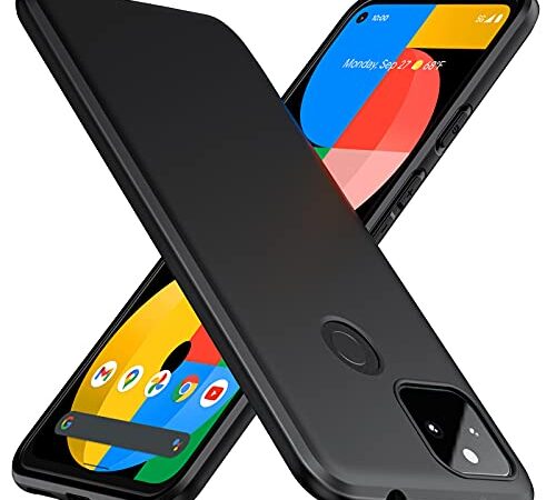 TesRank Funda Google Pixel 5a 5G, Carcasa TPU Suave Fundas para Google Pixel 5a 5G Flexible [Resistente a arañazos] [Ultrafina Ligero]-Negro