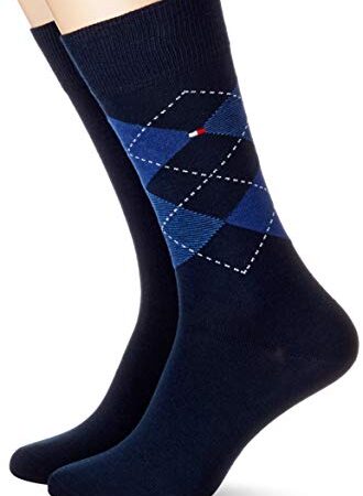 Tommy Hilfiger Check Men's Socks (2 Pack), Calcetines para Mujer, Azul (Tommy Blue), 47-49