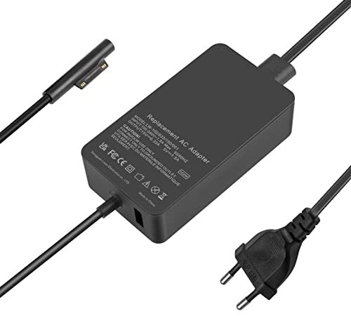 ARyee 15V 6.33A 102W Cargador Adaptador de Corriente para Microsoft Surface Book 3 2 1, Surface Pro 8 7 6 5 4 3 X, Adaptador de CA para portátil con Carga USB de 5V 2A para Tablet y Smartphone