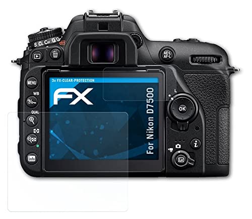 atFoliX Lámina Protectora de Pantalla Compatible con Nikon D7500 Película Protectora, Ultra Transparente FX Lámina Protectora (Set de 3)