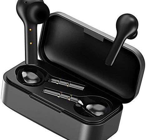 Auriculares Bluetooth, HOMSCAM Impermeable Auriculares Inalámbricos Bluetooth 5.0 con Modo de Juego QCY HiFi Mini Twins Estéreo In-Ear Bluetooth con Caja de Carga