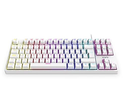 Energy Sistem Gaming Keyboard ESG K7 Silent-Ninja Teclado mecánico para Videojuegos (Mechanical, QWERTY, USB, LED Effects, TKL) Blanco