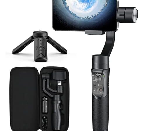 Gimbal Estabilizador para Móvil, hohem 3-Ejes Gimbal Movil con Trípode, Modo Deportivo/600°Autorización, Carga 280g/13H Batería para iOS&Android Smartphone, Compatible con iPhone 14 Pro/Samsung/Huawei