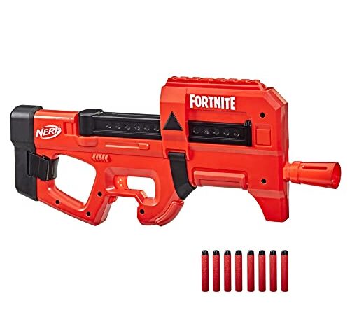 Nerf Fortnite - Compact SMG - Lanzador de Dardos motorizado - Envoltorio Ultra Red - Clip Integrado de 8 Dardos - Incluye 8 Dardos Espuma