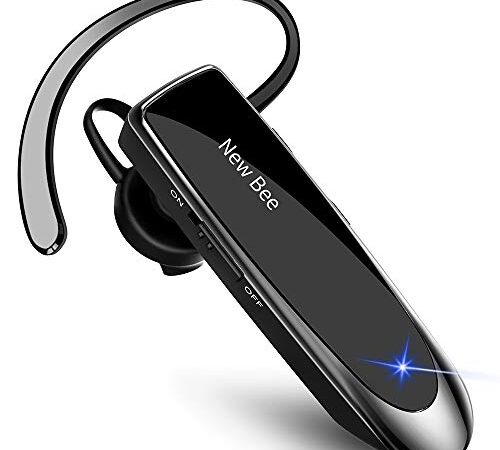 New Bee Manos Libres Auricular Bluetooth Auricular inalámbrico Bluetooth Mano Libre con tecnología de Captura de Voz Clara Auricular Bluetooth para iPhone Samsung Huawei Sony, etc (Negro)