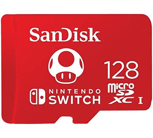 SanDisk 128GB microSDXC card for Nintendo Switch consoles up to 100 MB/s UHS-I Class 10 U3 - Nintendo Licensed Product, Red