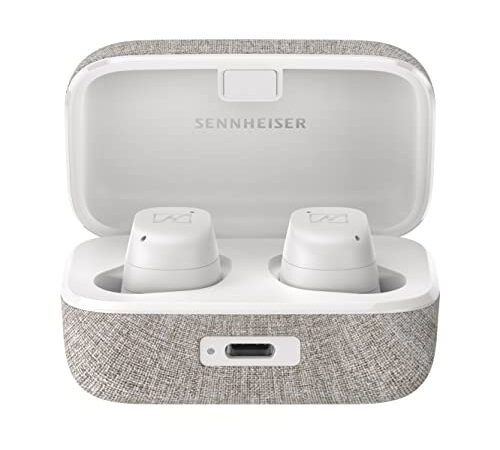 Sennheiser MOMENTUM True Wireless 3 - Auriculares intraurales Bluetooth para música y llamadas con cancelación de ruido adaptativa y batería de 28 horas de duración, blancos