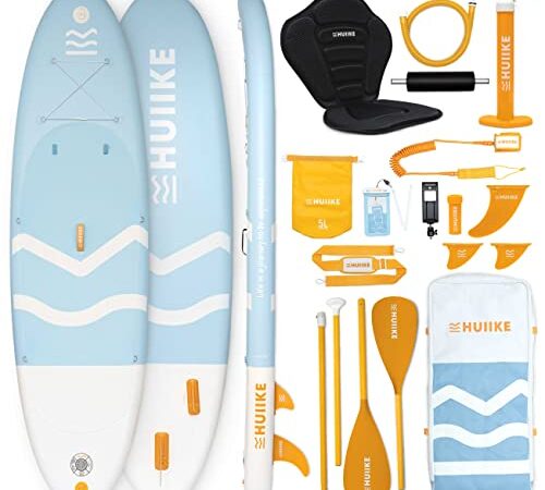 Tabla Paddle Surf Hinchable con Accesorios Premium - HUIIKE | Tabla Padel Surf Hinchable con Remo Doble Uso y Asiento Kayak | PadelSurf Stand Up Paddle Gran Estabilidad y Resistencia | Paddle Board