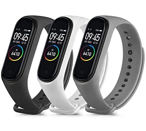 Yisica Correa para Xiaomi Mi Band 4 Xiaomi Mi Band 3,3Pack Coloridos Recambio Silicona Pulseras de Repuesto para Xiaomi Mi Smart Band 4 Xiaomi Mi Smart Band 3(Negro/Gris/Blanco)