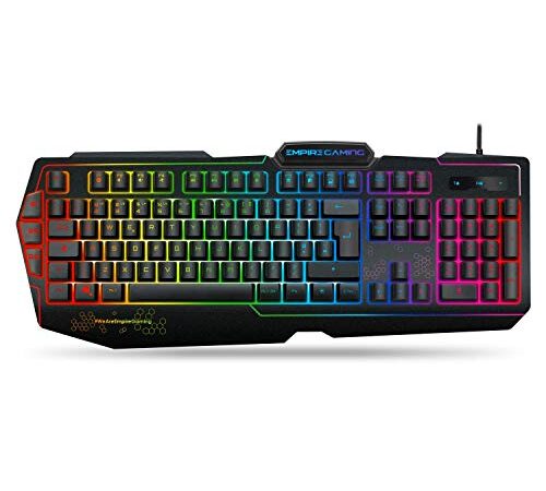 EMPIRE GAMING - K900 Gaming Keyboard QWERTY- 105 Semi-Mechanical Keys -9-Mode LED RGB backlighting, Including 1 Customisable Mode - 19 Anti-ghosting Keys Gamer Keyboard