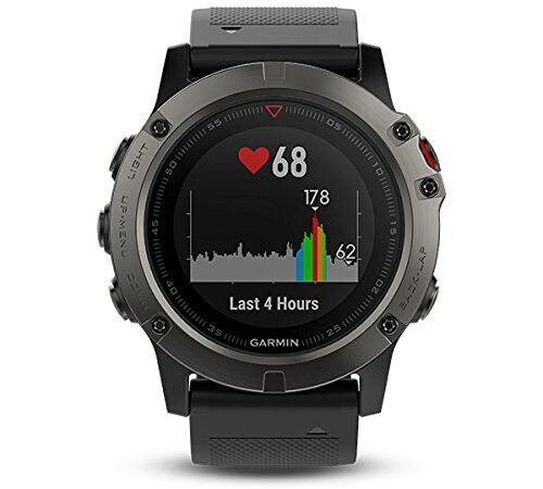 Garmin, Fenix 5X- Reloj GPS con pulsómetro, Hombre, Negro y Gris, Talla única