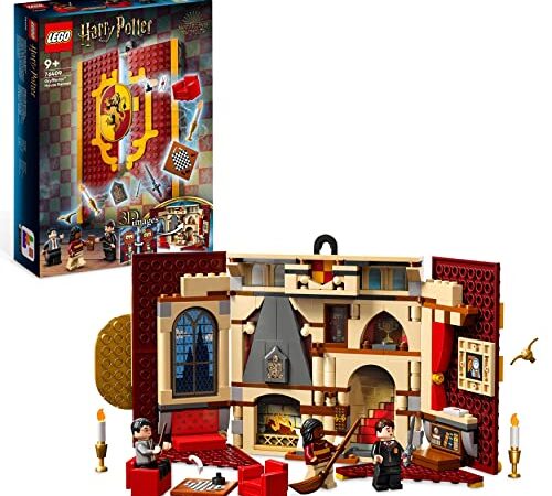 LEGO 76409 Harry Potter Estandarte de la Casa Gryffindor, Sala Común del Castillo de Hogwarts o Cuadro de Pared, Juguete de Viaje, Set Coleccionable