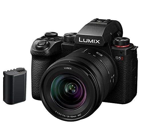 Panasonic LUMIX DC-S5 II, Cámara Sin Lente De Marco Completo, Sin Espejo con Lente de 20-60 mm F3.5-5.6, 4K 60P y 6k 30P Grabación, Pantalla Movible, Wi-Fi, con batería De Repuesto DMW-BLK22, Negro