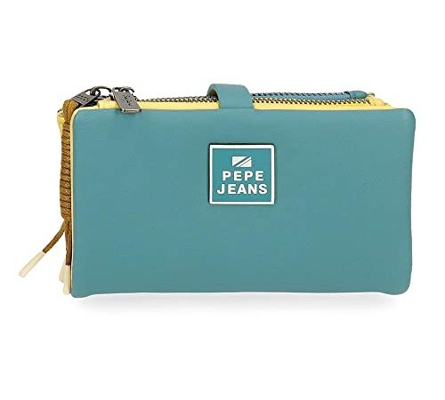 Pepe Jeans Bea Cartera con Tarjetero Azul 14,5x9x2 cms Piel sintética