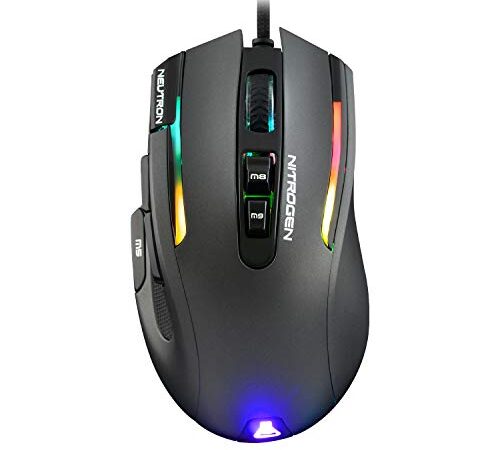 The G-Lab Kult Nitrogen Neutron Mouse Gaming de Alta Precisión - 7200 dpi Sensor óptico, RGB, 9 Botones Programables, Ultraligero, Ideal para MOBA / FPS - Compatible con PC/PS5/Xbox One - Negro