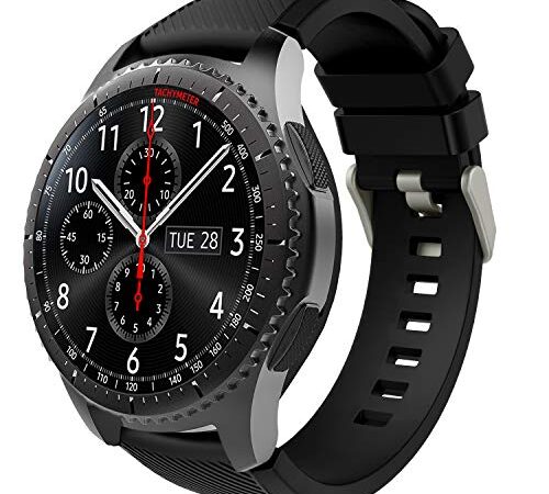 TiMOVO Correa de Reloj Compatible con Samsung Gear S3 Frontier/Galaxy Watch 3 45mm/Galaxy Watch 46mm, Banda Silicona para Huawei Watch GT2 Pro/GT 2e/GT 46mm/GT2 46mm/GT3 46mm/Ticwatch Pro 3 - Negro