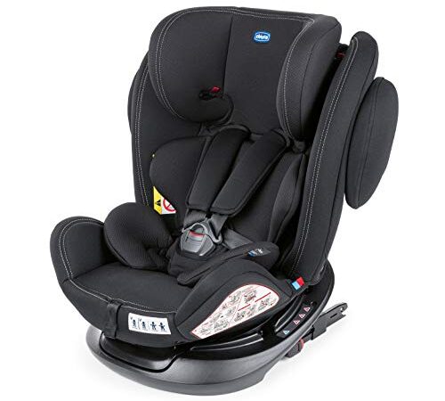 Chicco Unico Plus Silla de Coche ISOFIX Giratoria 360° y Reclinable Bebés de 0 - 36 kg, Grupo 0+, 1, 2, 3, Niños de 0 a 12 Años, Fácil Instalar, Reposacabezas Ajustable, Reductor para Bebé, Negro