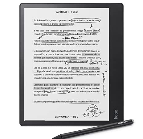 Kobo Elipsa 2E | eReader | Pantalla táctil antirreflejos de 10,3” con ComfortLight Pro | Incluye Kobo Stylus 2 | Brillo Ajustable | Wi-Fi | Tecnología Carta E Ink | 32 GB de Almacenamiento