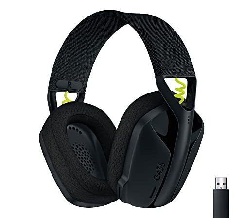 Logitech G435 Auriculares Inalámbricos LIGHTSPEED para Gaming - Ligeros, micrófono integrado, Batería de 18 horas, Compatibles con Dolby Atmos, Bluetooth, PC, PS4, PS5, Móvil - Negro