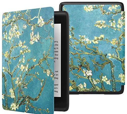 MoKo Funda para Kindle Paperwhite 10ª Generación (Modelo 2018) 6", Carcasa Delgada y Ligera con Auto Sueño/Estela para Kindle Paperwhite E-Reader - Bloom de Albaricoque