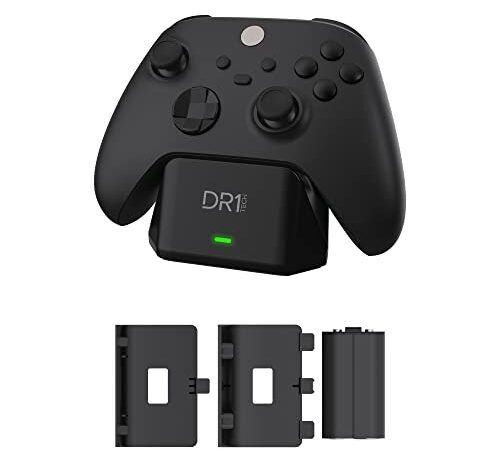 DR1TECH PowerSetX Base De Carga Rápida + Batería para Mando Xbox One X/S, Series X/S 1200 Mah - Accesorios para Xbox (Mando NO Incluido) [Amazon Exclusive]