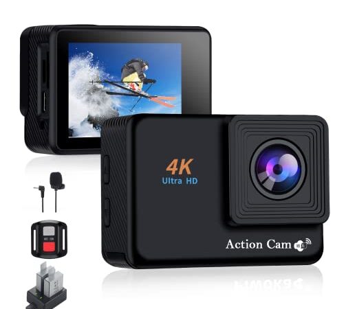 Jadfezy Cámara Deportiva 4K 30fps con WiFi y Control Remoto,Sports Camera de 20MP Foto, Cámara Subacuática de 30m Equipada 2×1350 mAh Baterías (La App se ha actualizado a X-Sport Pro)