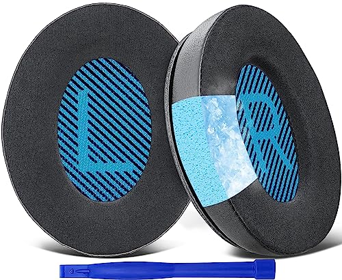SoloWIT Almohadillas de repuesto gel de refrigeración para Bose, almohadillas para Bose QuietComfort 15 QC15 QC25 QC2 QC35/Ae2 Ae2i Ae2w/SoundTrue & SoundLink Around-Ear & Around-Ear II (azul y negro)