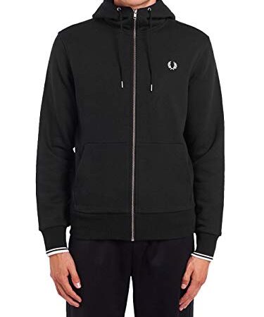 Fred Perry Sudadera Capucha y Cremallera Negra M