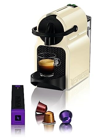 Nespresso De'Longhi Inissia EN80.CW - Cafetera monodosis de cápsulas Nespresso, 19 bares, apagado automático, color crema, Incluye pack de bienvenida con 14 cápsulas